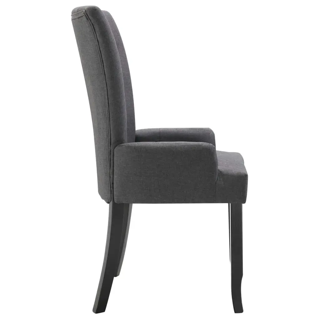 Dining Chairs with Armrests 2 pcs Dark Grey Fabric 276908