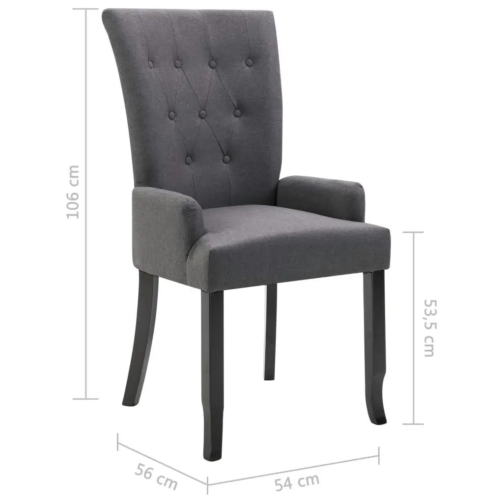 Dining Chairs with Armrests 2 pcs Dark Grey Fabric 276908