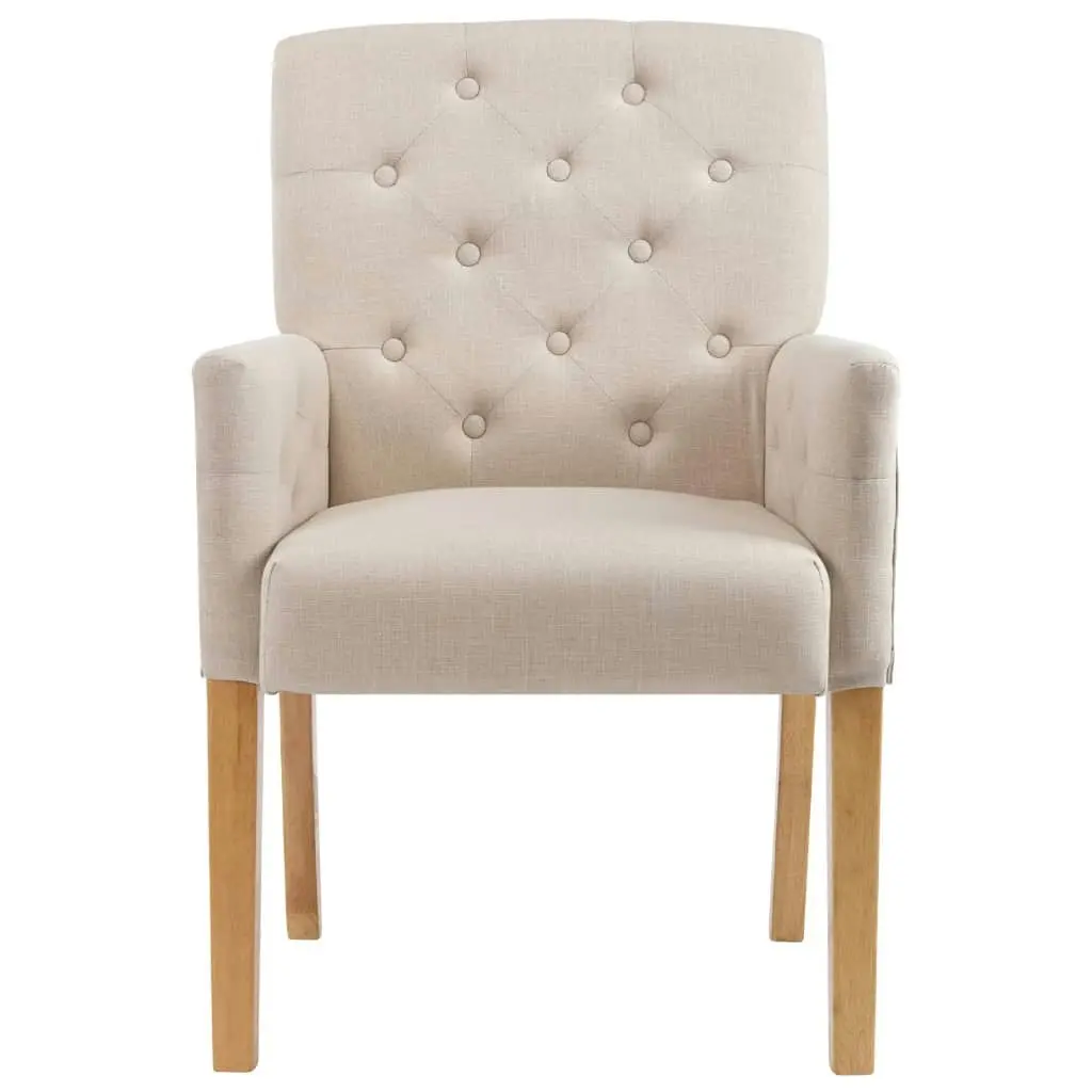 Dining Chairs with Armrests 2 pcs Beige Fabric 3058291