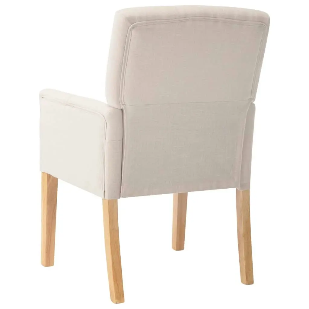 Dining Chairs with Armrests 2 pcs Beige Fabric 3058291