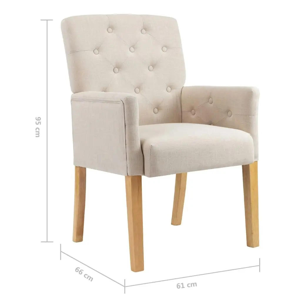 Dining Chairs with Armrests 2 pcs Beige Fabric 3058291