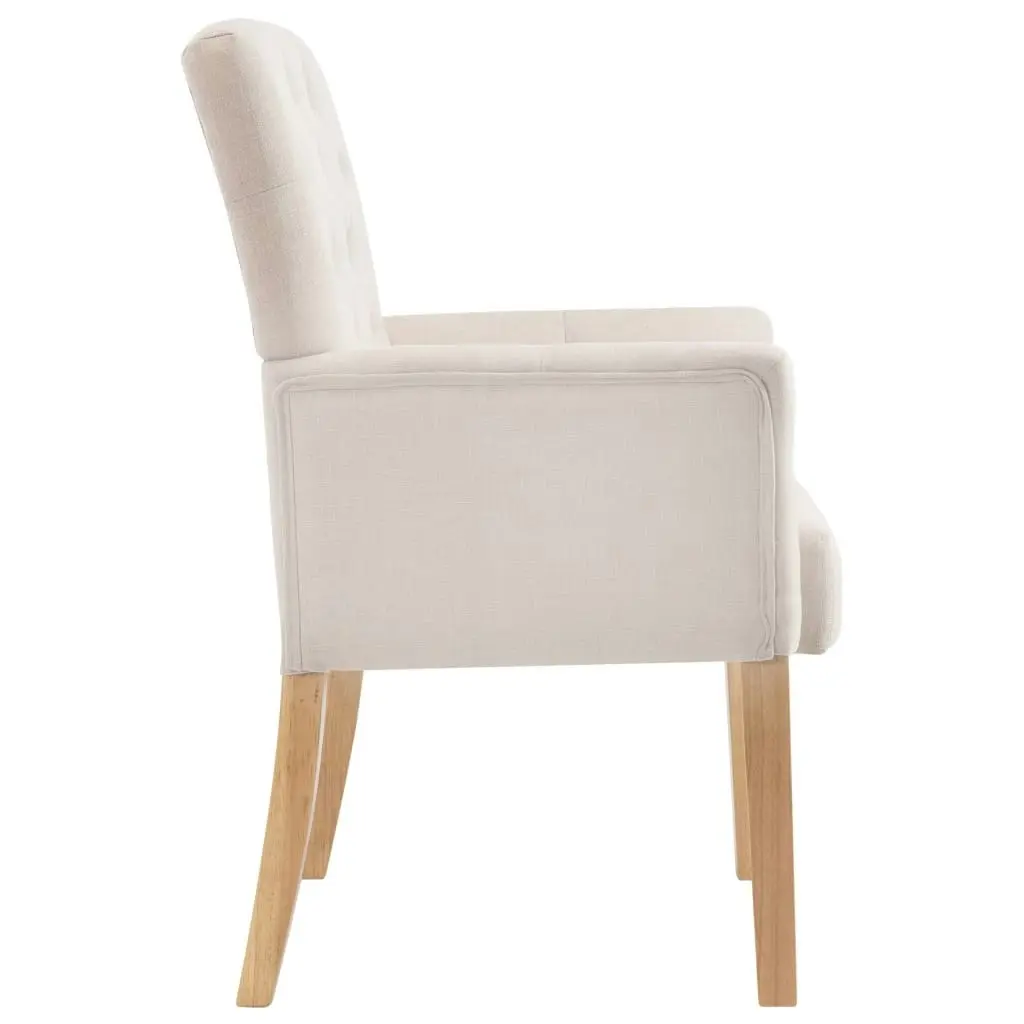 Dining Chairs with Armrests 2 pcs Beige Fabric 3058291