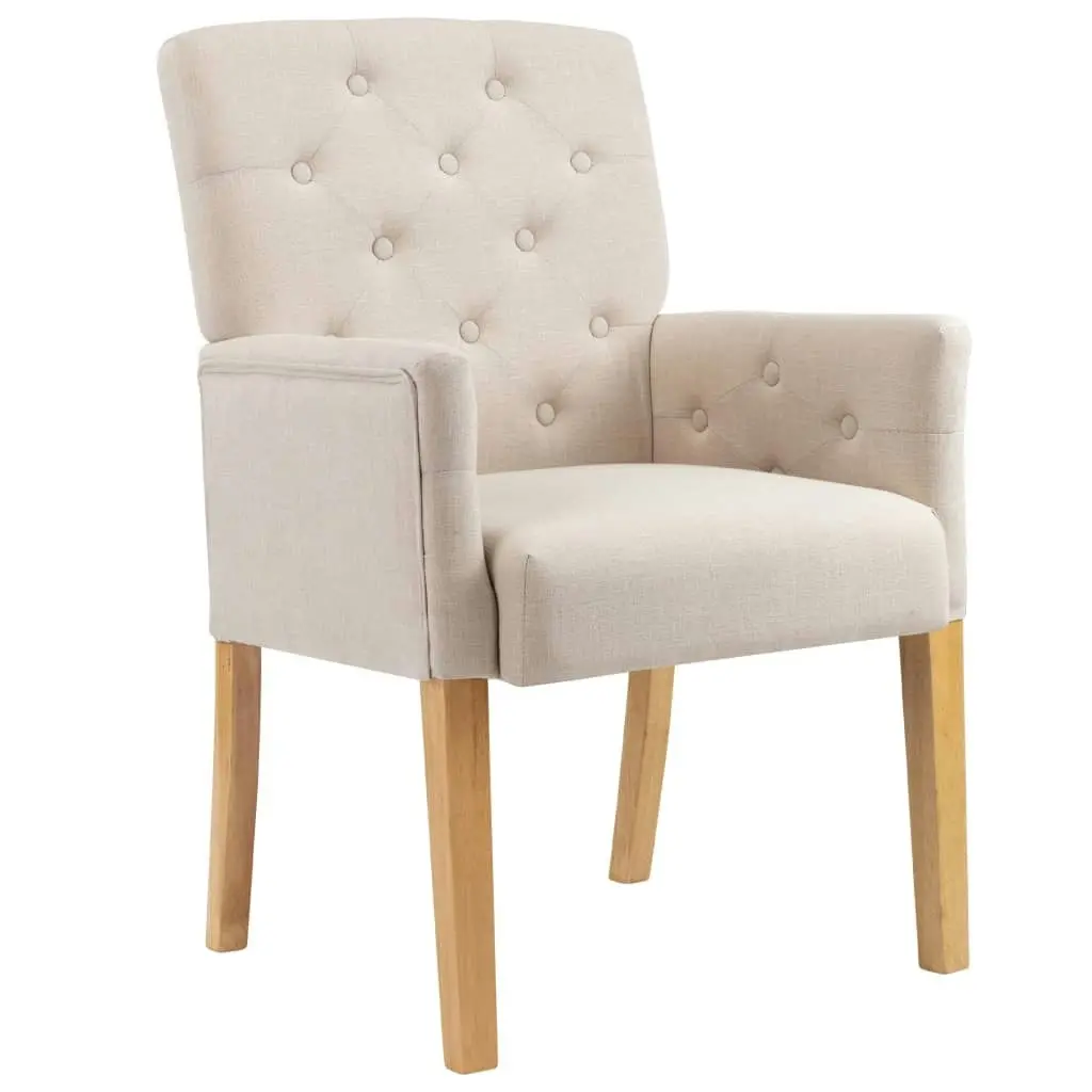 Dining Chairs with Armrests 2 pcs Beige Fabric 3058291