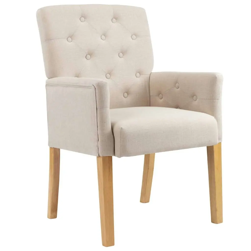 Dining Chairs with Armrests 4 pcs Beige Fabric 3058295