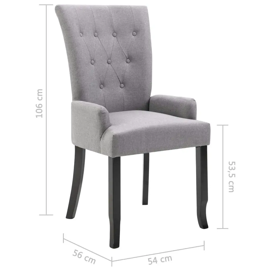 Dining Chairs with Armrests 2 pcs Light Grey Fabric 276905