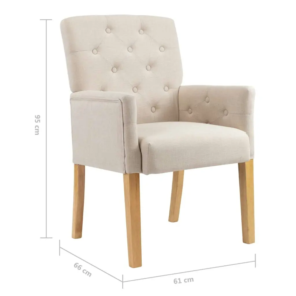 Dining Chairs with Armrests 6 pcs Beige Fabric 3058299