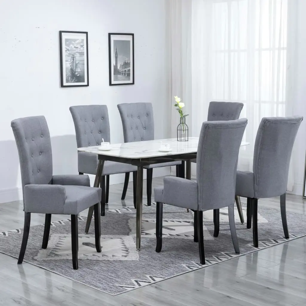 Dining Chairs with Armrests 6 pcs Light Grey Fabric 276907