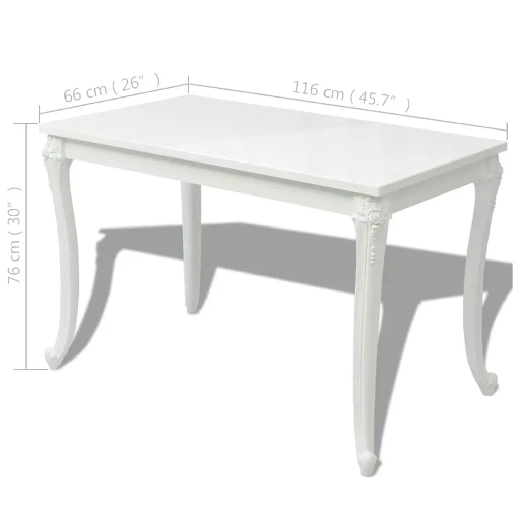 Dining Table 116x66x76 cm High Gloss White 243383