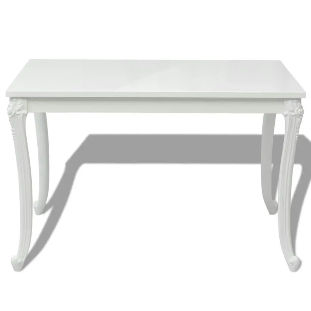 Dining Table 116x66x76 cm High Gloss White 243383