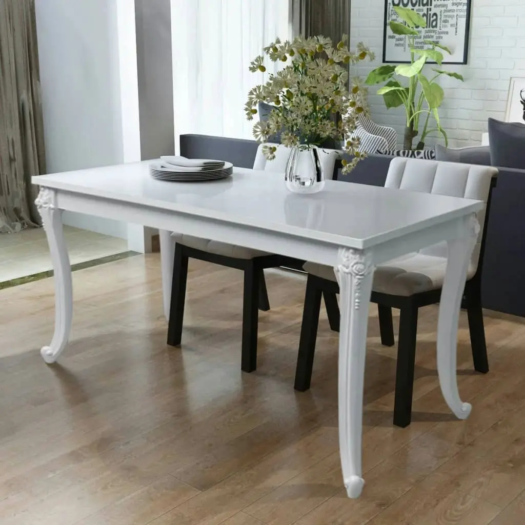 Dining Table 116x66x76 cm High Gloss White 243383