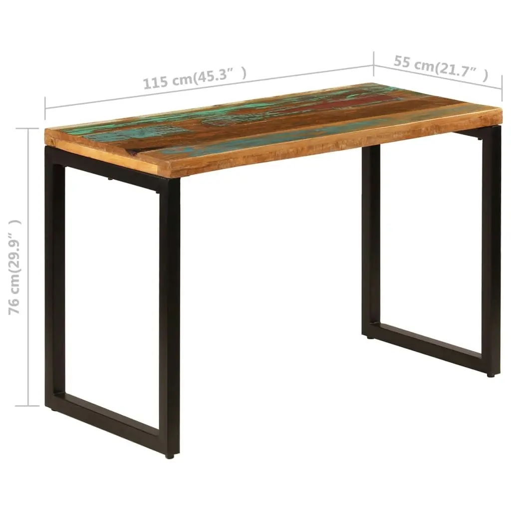 Dining Table 115x55x76 cm Solid Reclaimed Wood and Steel 247332