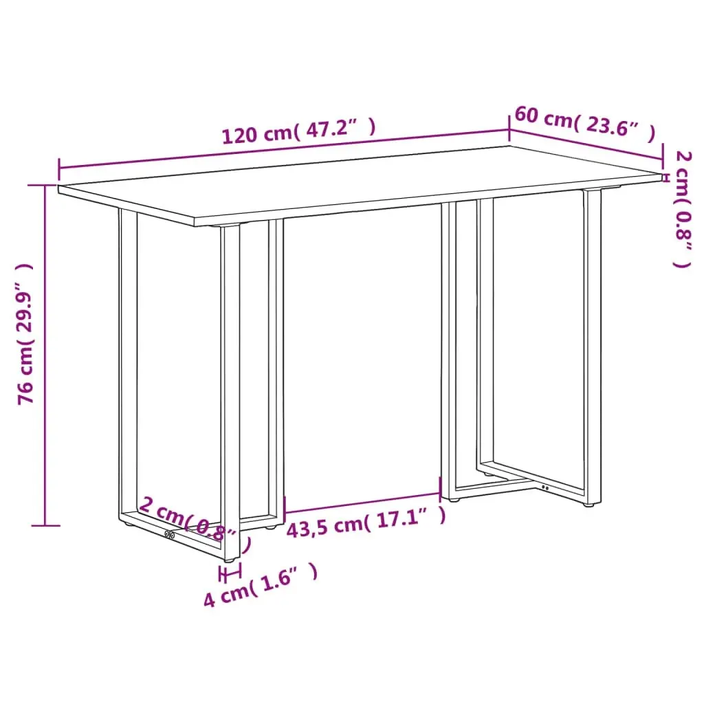 Dining Table 120 cm Rough Mango Wood 320689