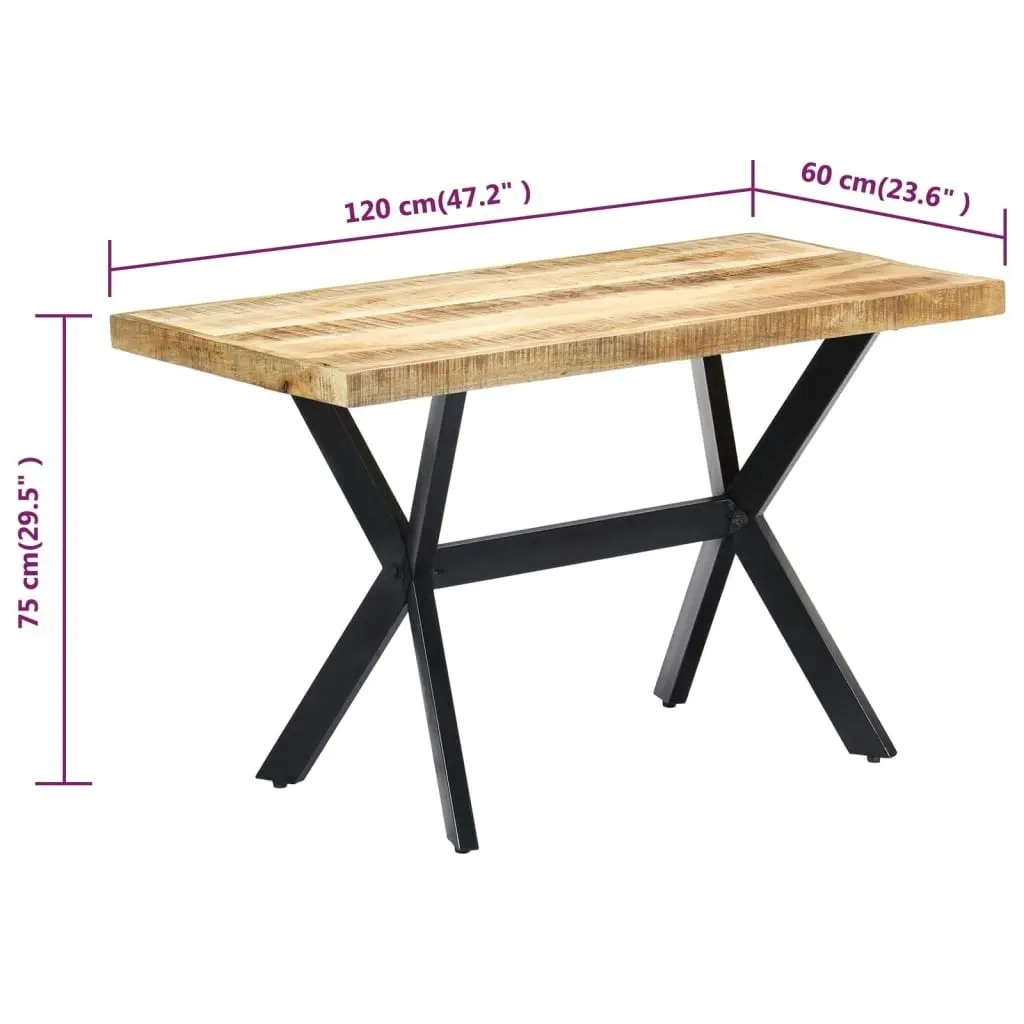 Dining Table 120x60x75 cm Solid Rough Mango Wood 247441