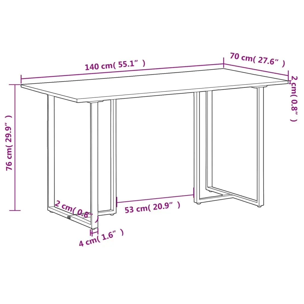 Dining Table 140 cm Rough Mango Wood 320691