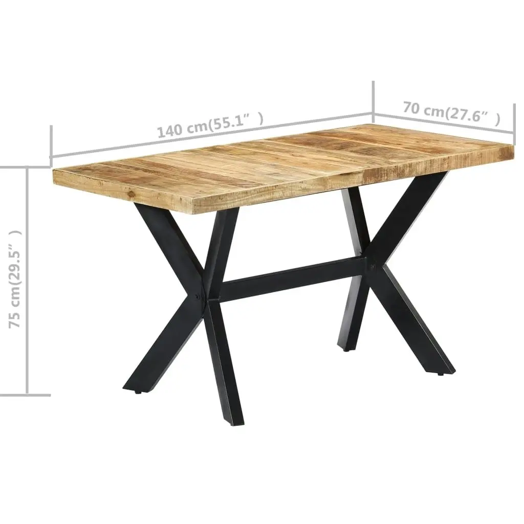 Dining Table 140x70x75 cm Solid Rough Mango Wood 247437