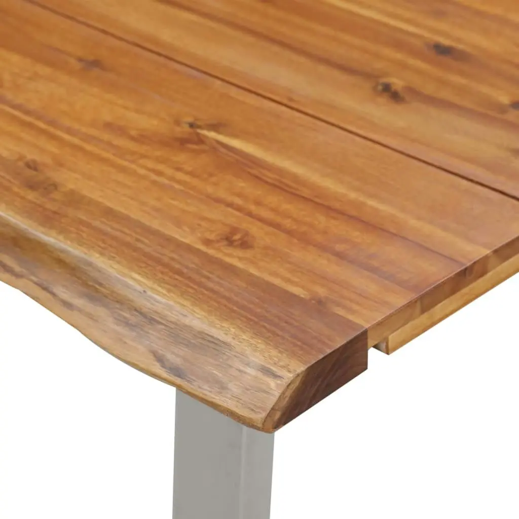 Dining Table 140x80x75 cm Solid Acacia Wood and Stainless Steel 283892