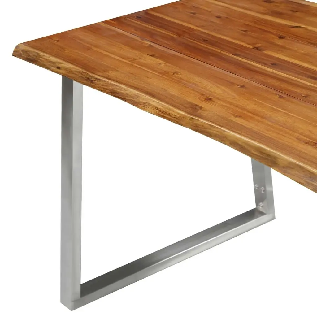 Dining Table 140x80x75 cm Solid Acacia Wood and Stainless Steel 283892