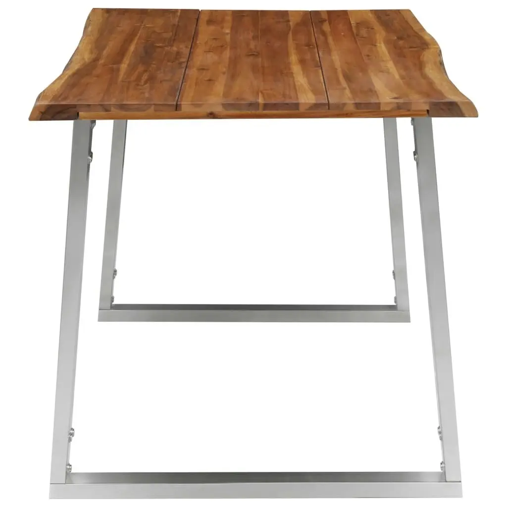 Dining Table 140x80x75 cm Solid Acacia Wood and Stainless Steel 283892