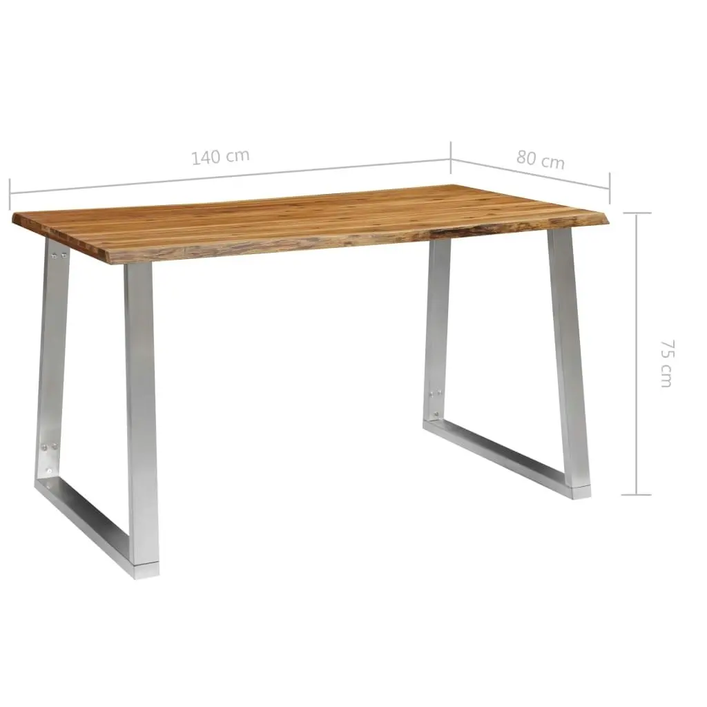 Dining Table 140x80x75 cm Solid Acacia Wood and Stainless Steel 283892