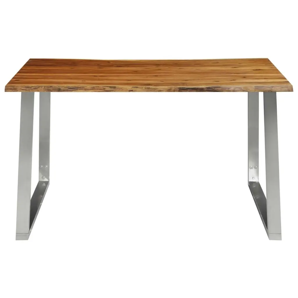 Dining Table 140x80x75 cm Solid Acacia Wood and Stainless Steel 283892