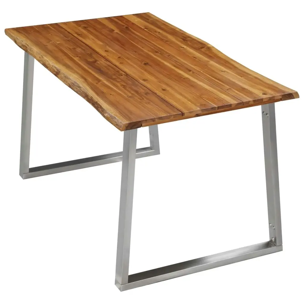 Dining Table 140x80x75 cm Solid Acacia Wood and Stainless Steel 283892