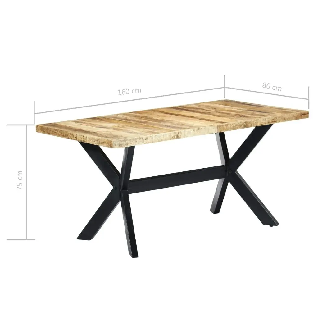 Dining Table 160x80x75 cm Solid Rough Mango Wood 247433