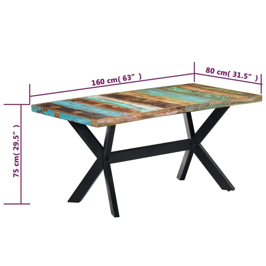 Dining Table 160x80x75 cm Solid Reclaimed Wood 247435