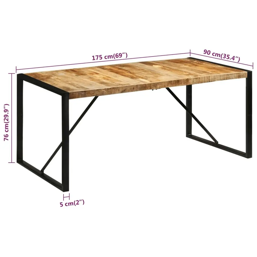 Dining Table 175x90x76 cm Solid Rough Wood Mango 351691