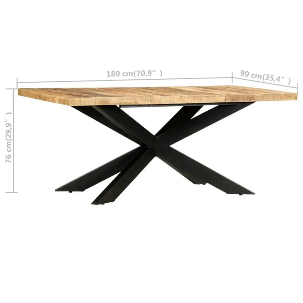 Dining Table 180x90x76 cm Solid Rough Mango Wood 285963