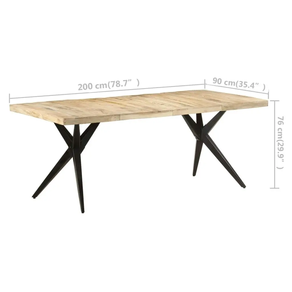 Dining Table 200x90x76 cm Rough Mango Wood 323572