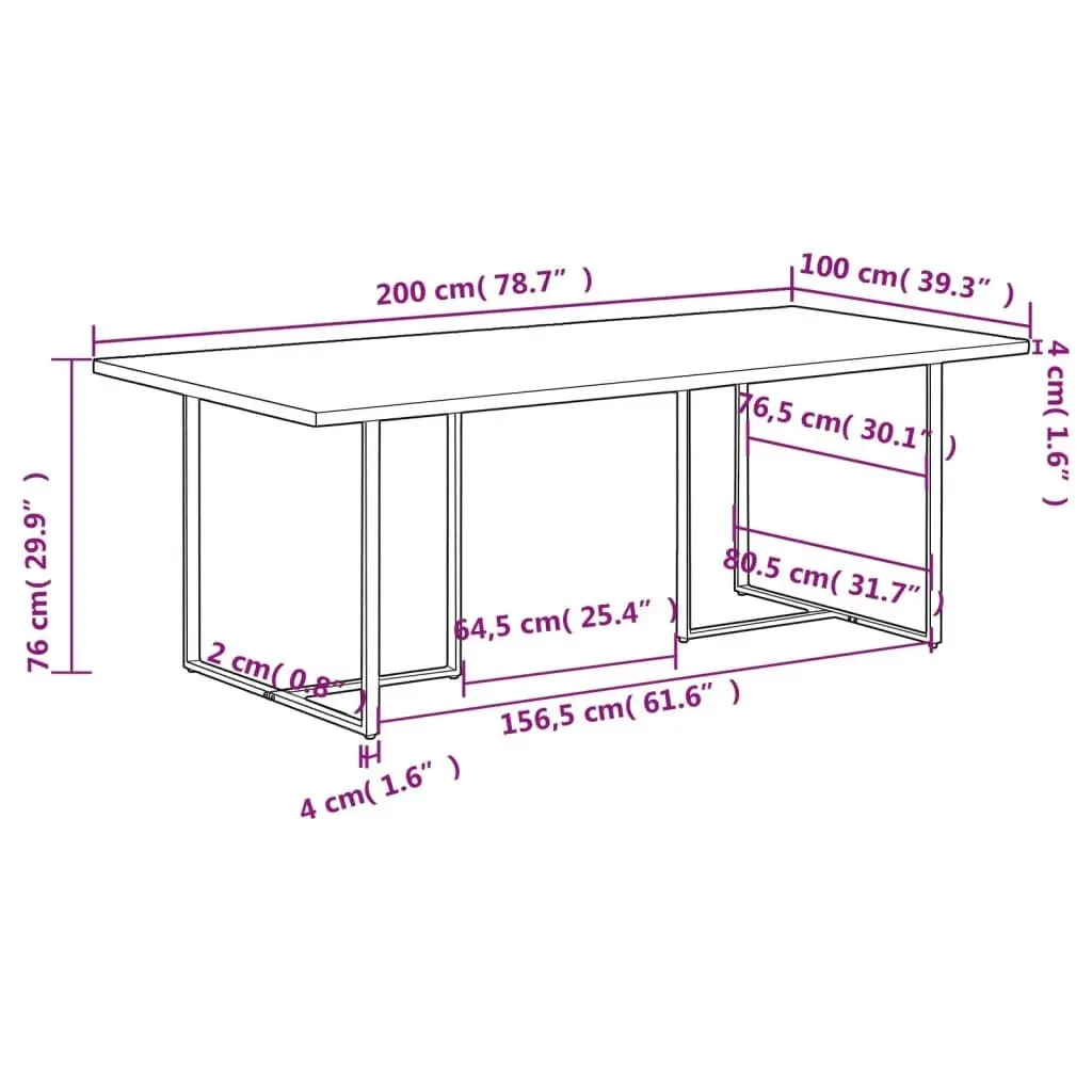 Dining Table 200 cm Solid Reclaimed Wood 320698