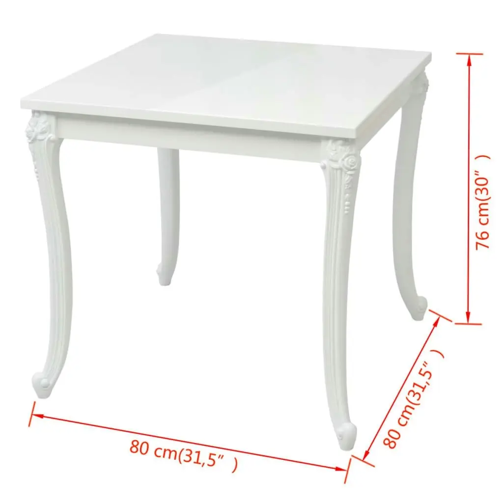 Dining Table 80x80x76 cm High Gloss White 243382