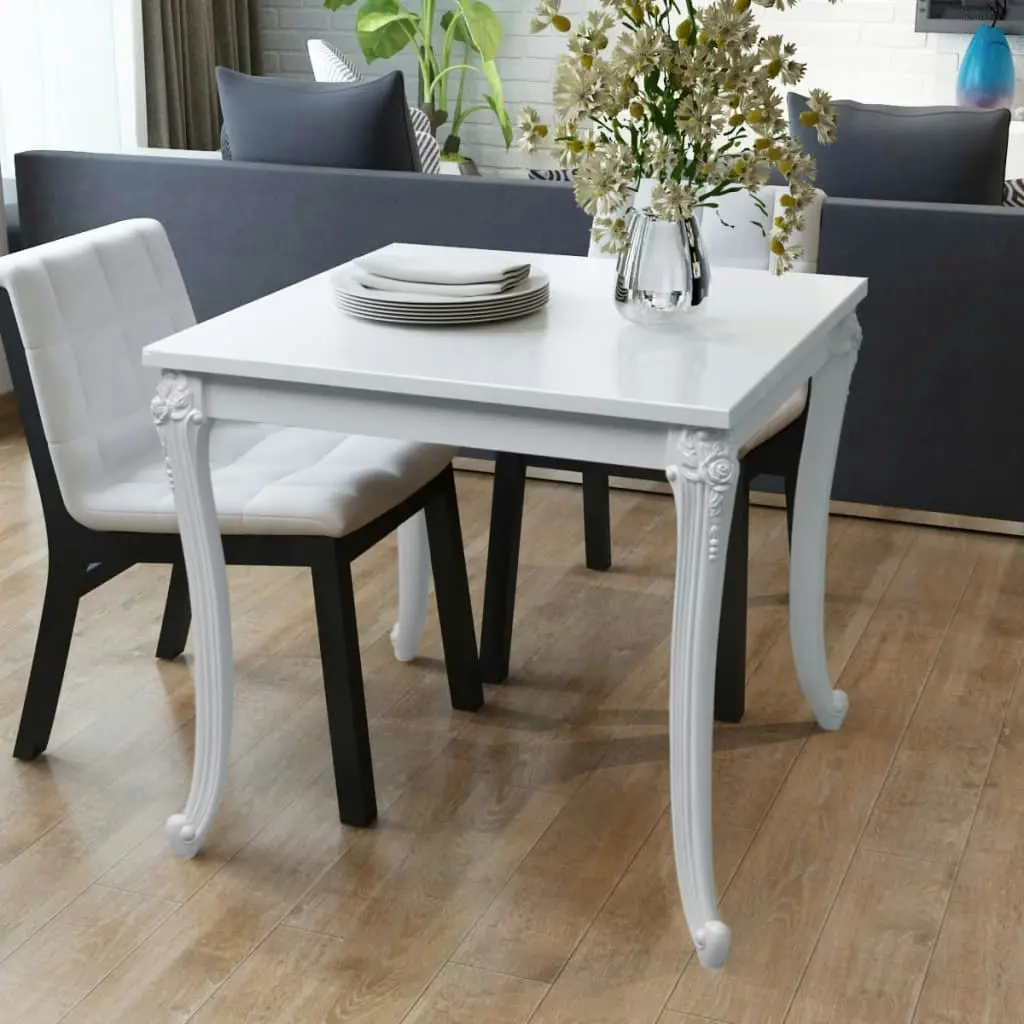 Dining Table 80x80x76 cm High Gloss White 243382