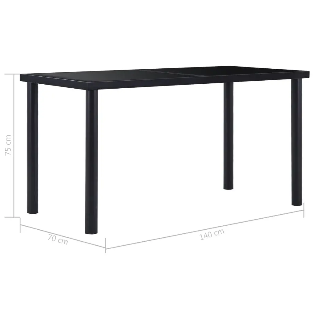 Dining Table Black 140x70x75 cm Tempered Glass 281853