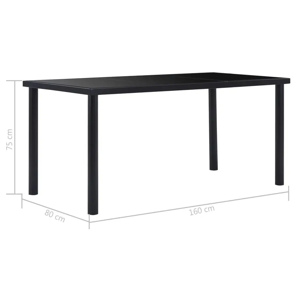 Dining Table Black 160x80x75 cm Tempered Glass 281854