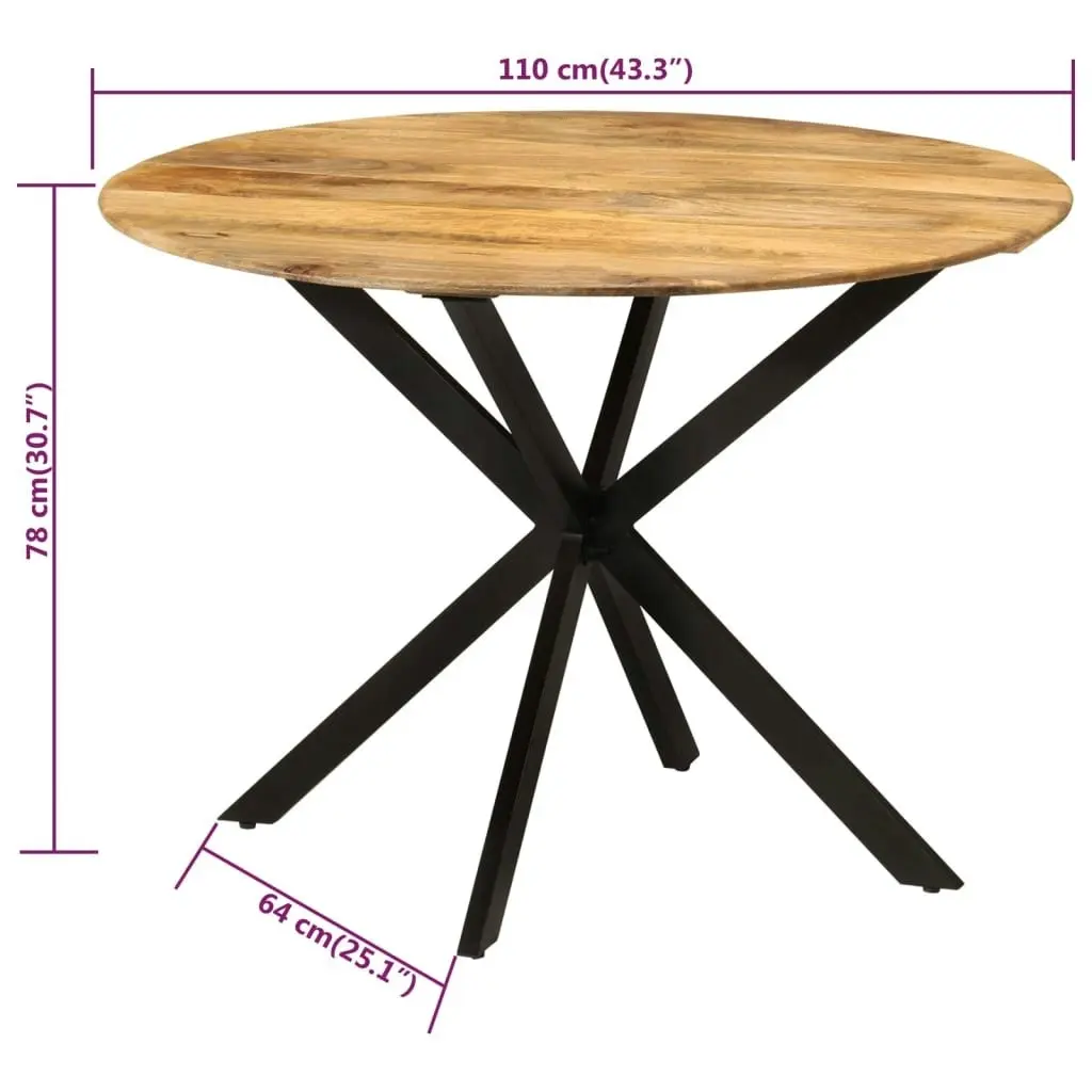 Dining Table Ã˜110x78 cm Solid Wood Mango and Steel 338454