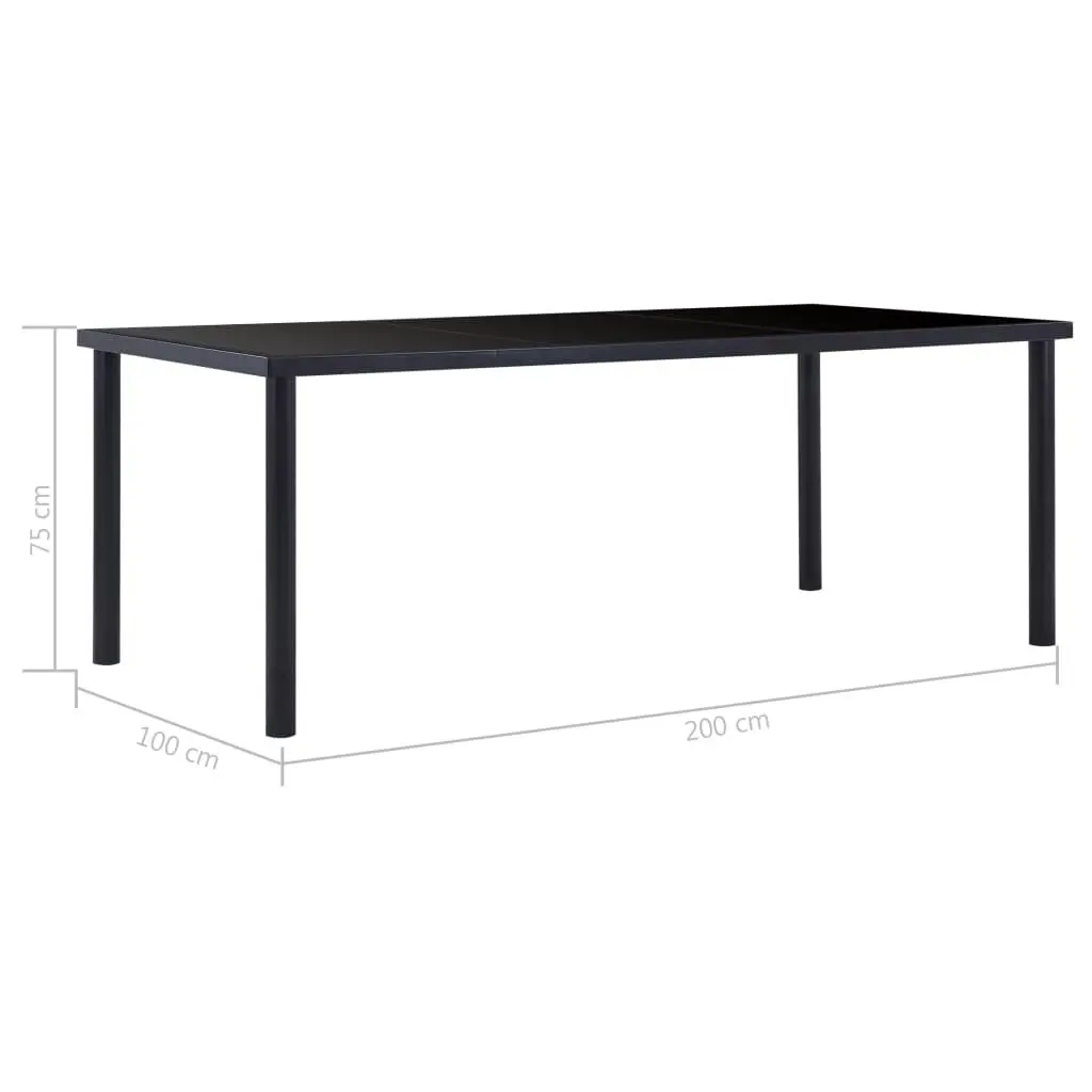 Dining Table Black 200x100x75 cm Tempered Glass 281856