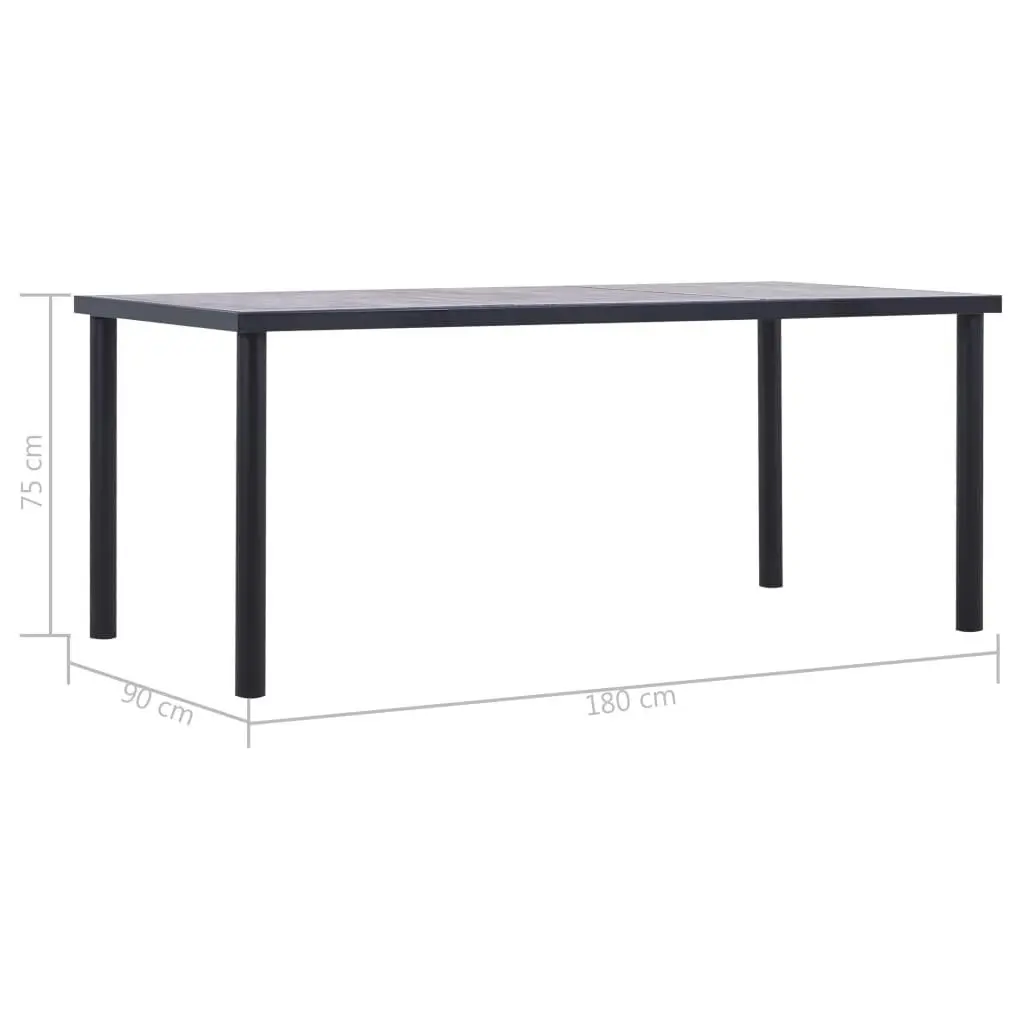 Dining Table Black and Concrete Grey 180x90x75 cm MDF 281860