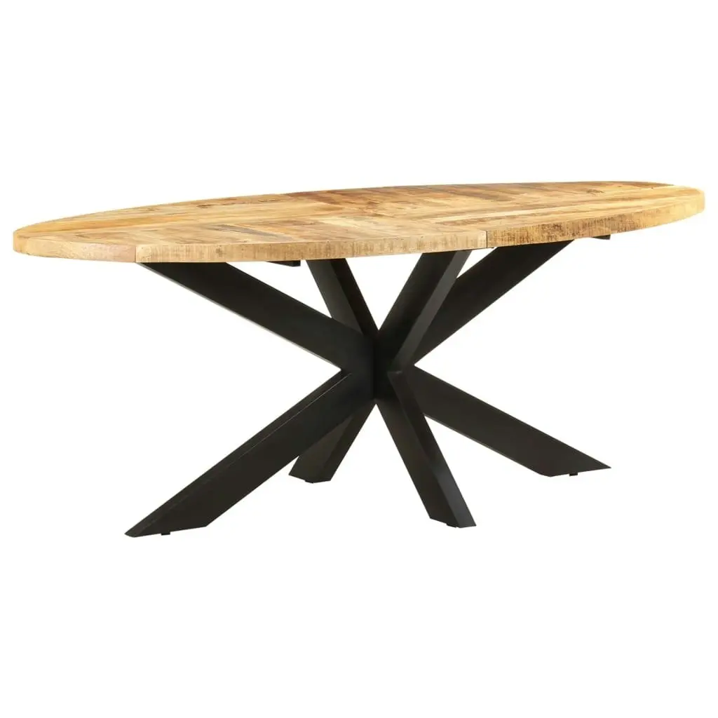 Dining Table Oval 200x100x75 cm Rough Mango Wood 321675