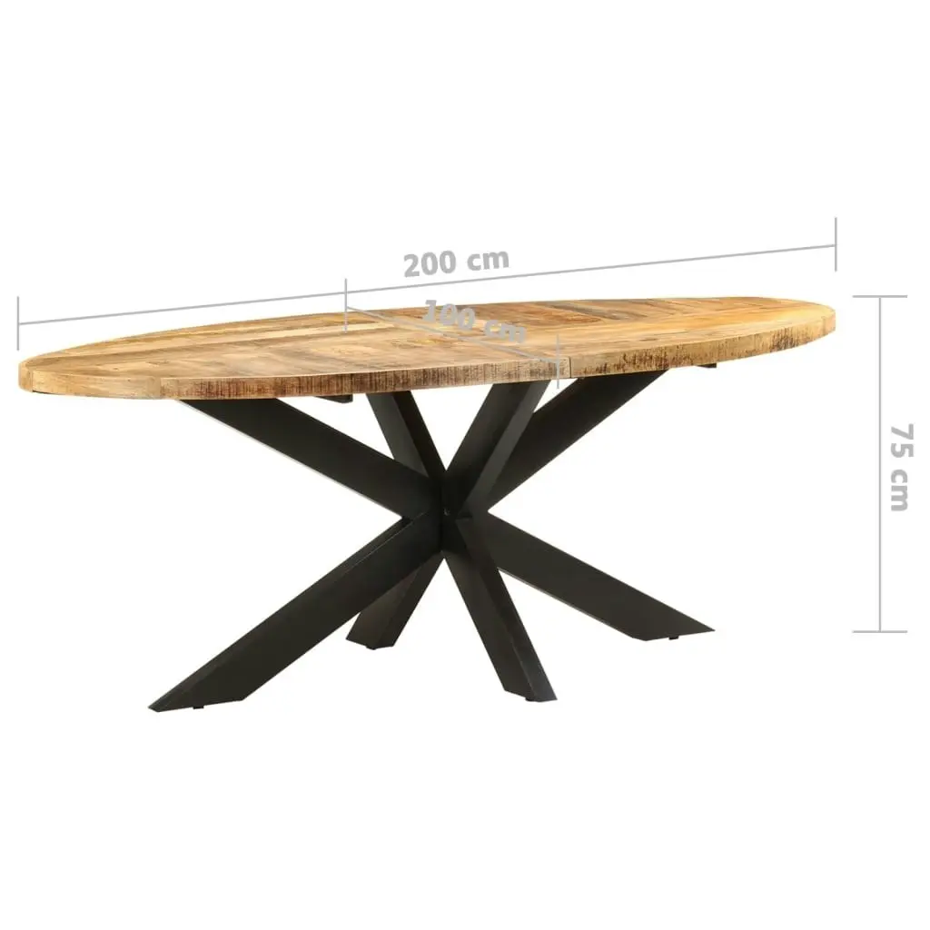 Dining Table Oval 200x100x75 cm Rough Mango Wood 321675