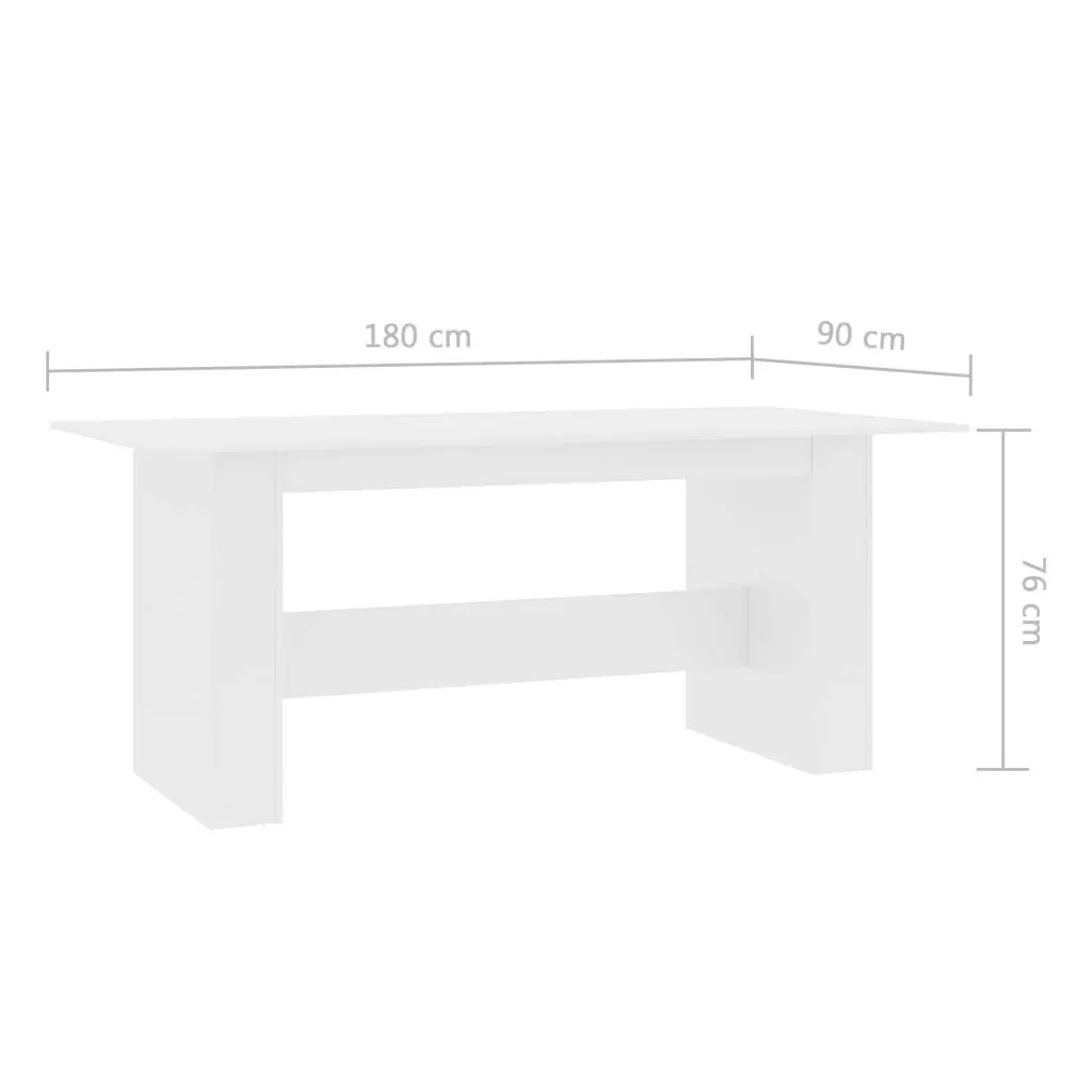 Dining Table White 180x90x76 cm Engineered Wood 800468