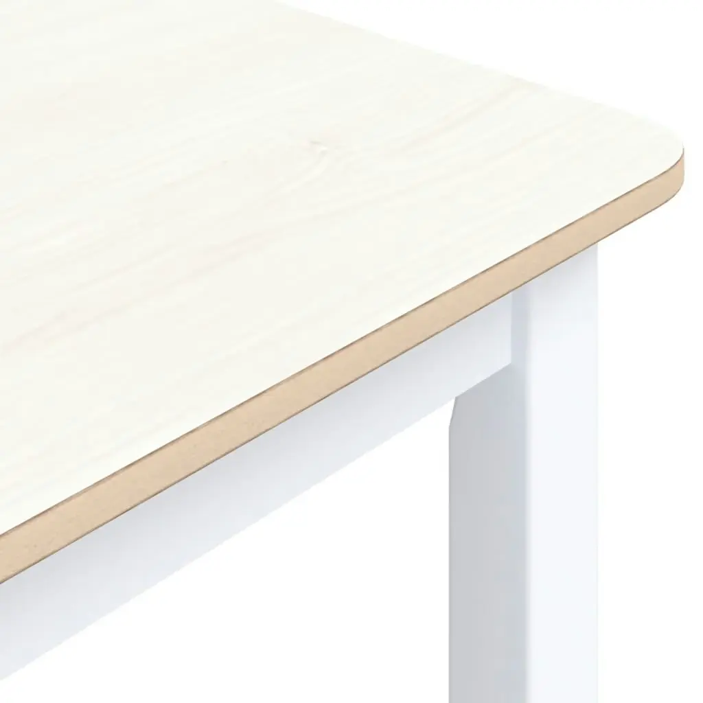 Dining Table White and Brown 114x71x75 cm Solid Rubber Wood 247363