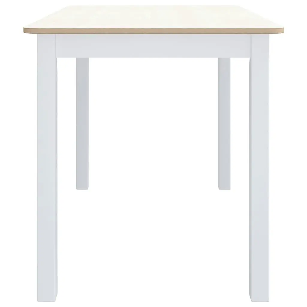 Dining Table White and Brown 114x71x75 cm Solid Rubber Wood 247363