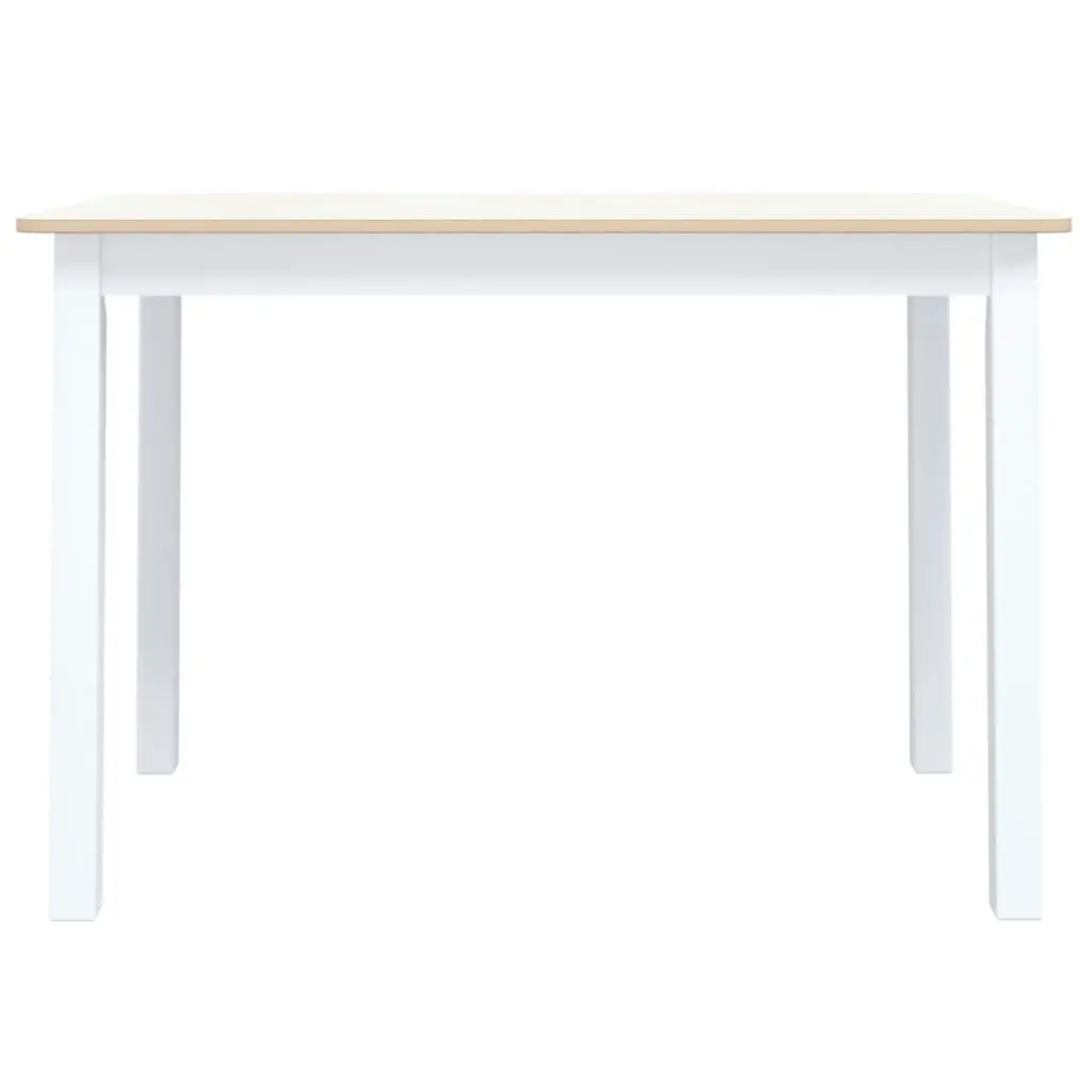 Dining Table White and Brown 114x71x75 cm Solid Rubber Wood 247363