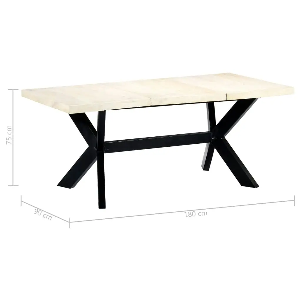 Dining Table White 180x90x75 cm Solid Mango Wood 247431