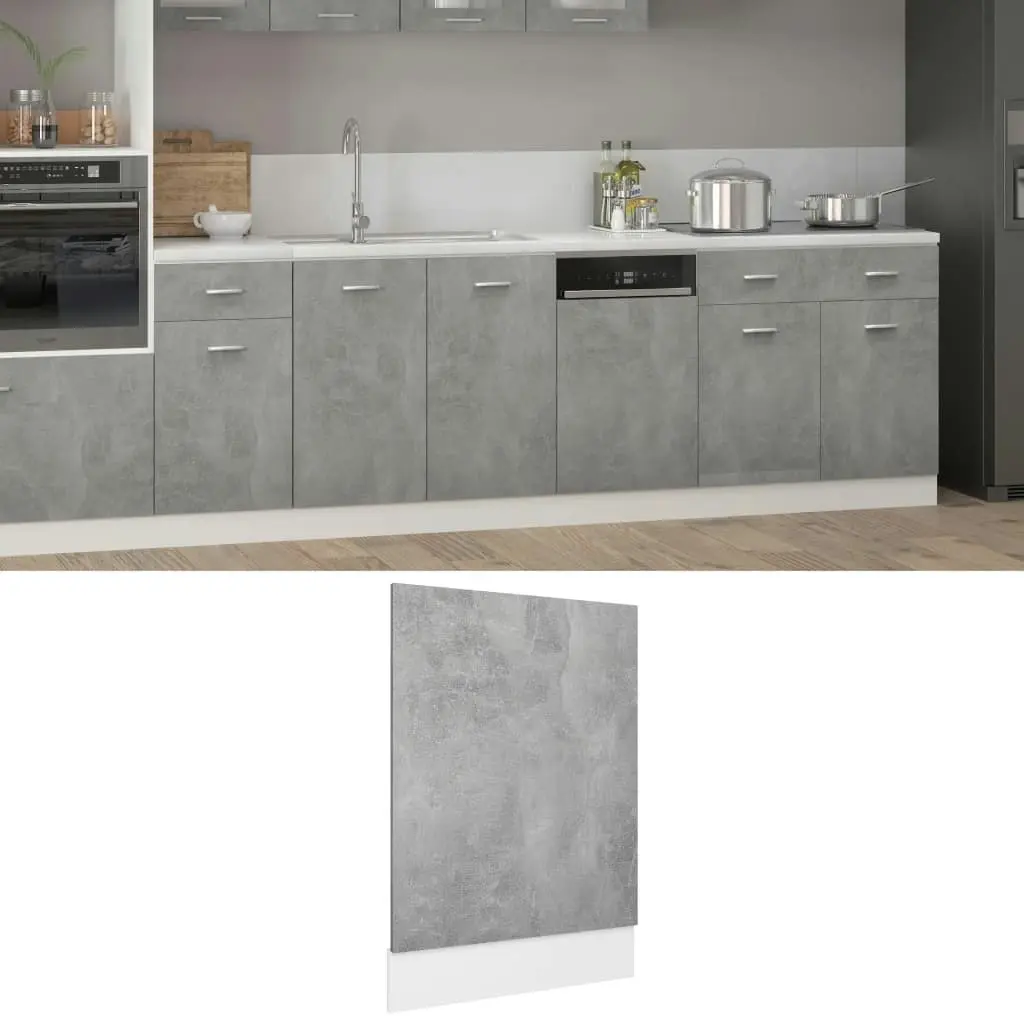 Dishwasher Panel Concrete Grey 45x3x67 cm Engineered Wood 802558