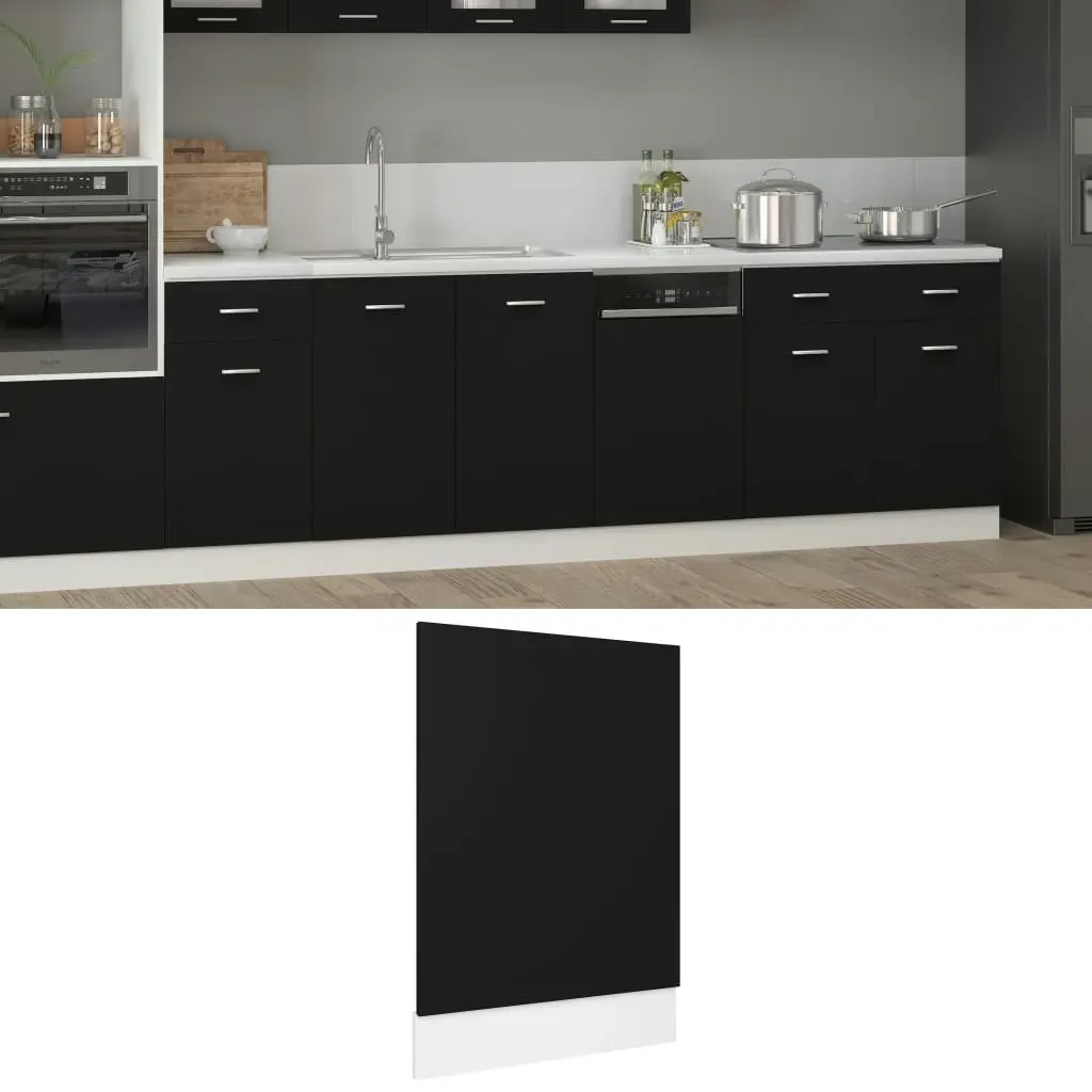 Dishwasher Panel Black 45x3x67 cm Engineered Wood 802555