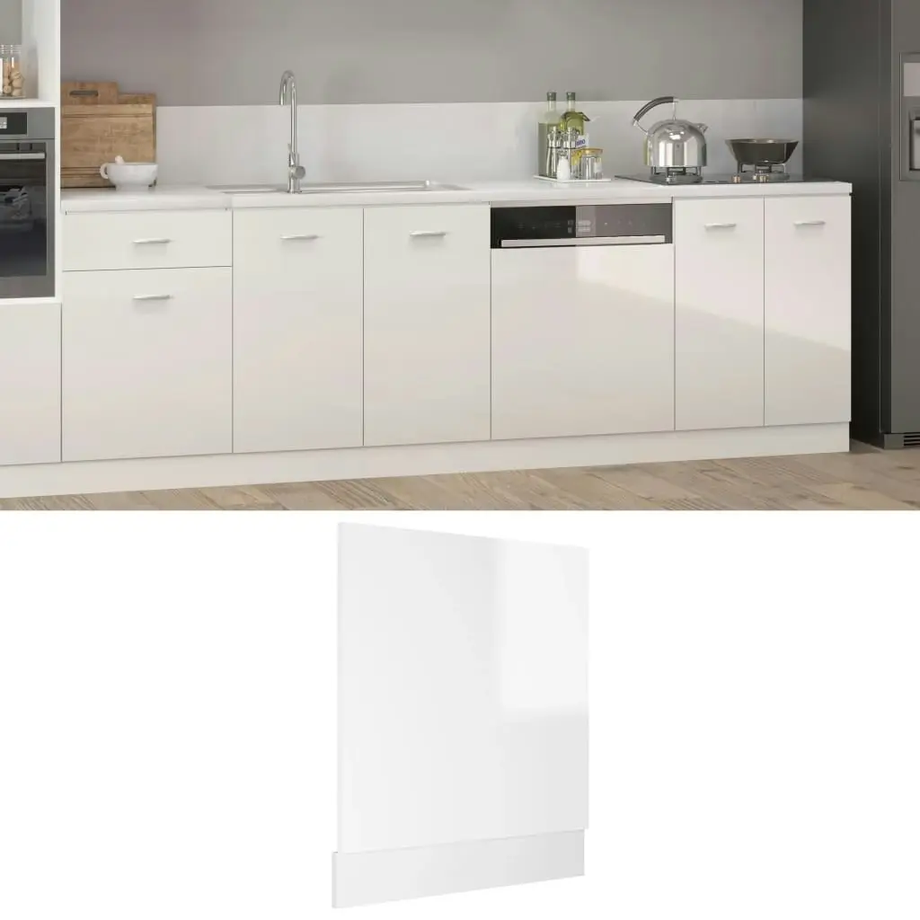 Dishwasher Panel High Gloss White 59.5x3x67 cm Engineered Wood 802567