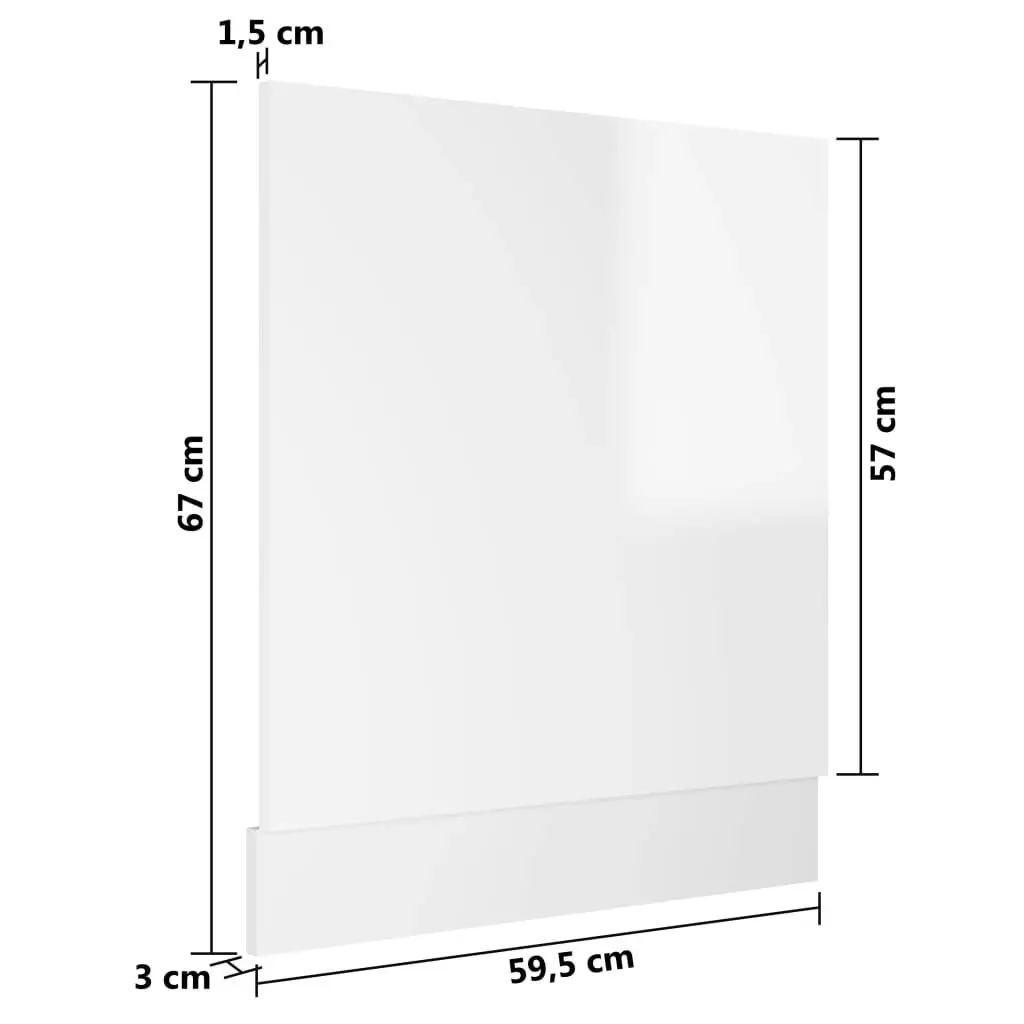 Dishwasher Panel High Gloss White 59.5x3x67 cm Engineered Wood 802567