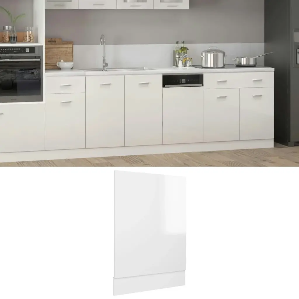 Dishwasher Panel High Gloss White 45x3x67 cm Engineered Wood 802559